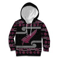 New Zealand Christmas Kid Hoodie Meri Kirihimete Silver Fern Knit Style Pink Color LT03 Hoodie Pink - Polynesian Pride