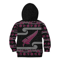 New Zealand Christmas Kid Hoodie Meri Kirihimete Silver Fern Knit Style Pink Color LT03 - Polynesian Pride