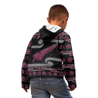 New Zealand Christmas Kid Hoodie Meri Kirihimete Silver Fern Knit Style Pink Color LT03 - Polynesian Pride