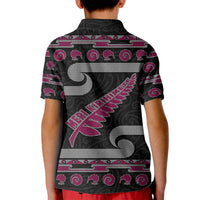 New Zealand Christmas Kid Polo Shirt Meri Kirihimete Silver Fern Knit Style Pink Color LT03 - Polynesian Pride