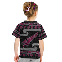 New Zealand Christmas Kid T Shirt Meri Kirihimete Silver Fern Knit Style Pink Color LT03 - Polynesian Pride