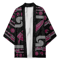 New Zealand Christmas Kimono Meri Kirihimete Silver Fern Knit Style Pink Color LT03 Unisex Pink - Polynesian Pride