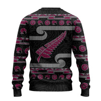 New Zealand Christmas Ugly Christmas Sweater Meri Kirihimete Silver Fern Knit Style Pink Color LT03 - Polynesian Pride