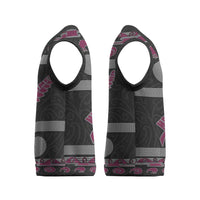 New Zealand Christmas Knitted V-Neck Vest Meri Kirihimete Silver Fern Knit Style Pink Color LT03 - Polynesian Pride