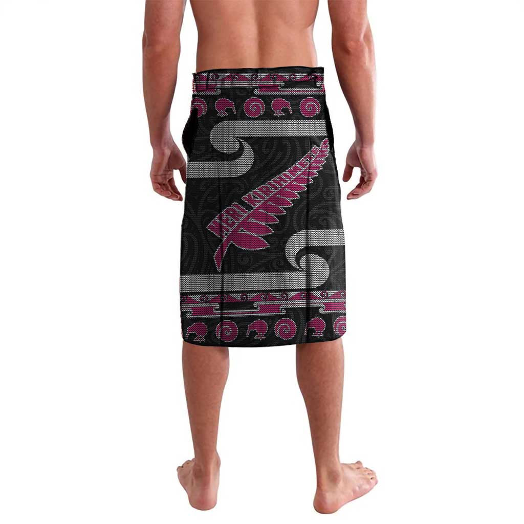 New Zealand Christmas Lavalava Meri Kirihimete Silver Fern Knit Style Pink Color LT03 - Polynesian Pride