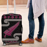New Zealand Christmas Luggage Cover Meri Kirihimete Silver Fern Knit Style Pink Color LT03 Pink - Polynesian Pride