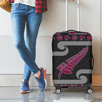New Zealand Christmas Luggage Cover Meri Kirihimete Silver Fern Knit Style Pink Color LT03 - Polynesian Pride