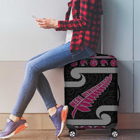 New Zealand Christmas Luggage Cover Meri Kirihimete Silver Fern Knit Style Pink Color LT03 - Polynesian Pride