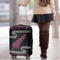New Zealand Christmas Luggage Cover Meri Kirihimete Silver Fern Knit Style Pink Color LT03 - Polynesian Pride