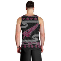 New Zealand Christmas Men Tank Top Meri Kirihimete Silver Fern Knit Style Pink Color LT03 - Polynesian Pride