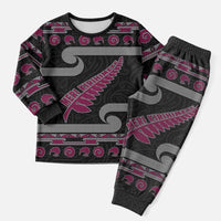 New Zealand Christmas Pajama Set Meri Kirihimete Silver Fern Knit Style Pink Color LT03 Men Pink - Polynesian Pride