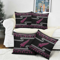 New Zealand Christmas Pillow Cover Meri Kirihimete Silver Fern Knit Style Pink Color LT03 - Polynesian Pride