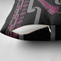 New Zealand Christmas Pillow Cover Meri Kirihimete Silver Fern Knit Style Pink Color LT03 - Polynesian Pride