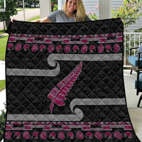 New Zealand Christmas Quilt Meri Kirihimete Silver Fern Knit Style Pink Color - Polynesian Pride