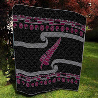 New Zealand Christmas Quilt Meri Kirihimete Silver Fern Knit Style Pink Color - Polynesian Pride