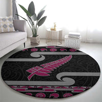 New Zealand Christmas Round Carpet Meri Kirihimete Silver Fern Knit Style Pink Color LT03 - Polynesian Pride