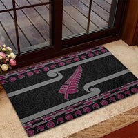 New Zealand Christmas Rubber Doormat Meri Kirihimete Silver Fern Knit Style Pink Color - Polynesian Pride