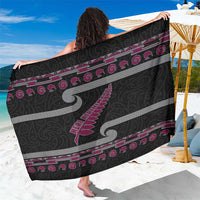 New Zealand Christmas Sarong Meri Kirihimete Silver Fern Knit Style Pink Color LT03 One Size 44 x 66 inches Pink - Polynesian Pride