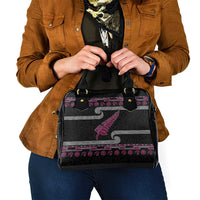 New Zealand Christmas Shoulder Handbag Meri Kirihimete Silver Fern Knit Style Pink Color LT03 - Polynesian Pride
