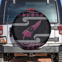 New Zealand Christmas Spare Tire Cover Meri Kirihimete Silver Fern Knit Style Pink Color LT03 Pink - Polynesian Pride