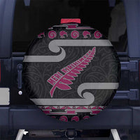 New Zealand Christmas Spare Tire Cover Meri Kirihimete Silver Fern Knit Style Pink Color LT03 No hole Pink - Polynesian Pride