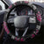 New Zealand Christmas Steering Wheel Cover Meri Kirihimete Silver Fern Knit Style Pink Color - Polynesian Pride