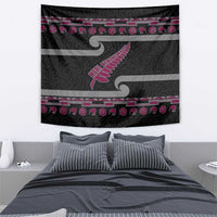 New Zealand Christmas Tapestry Meri Kirihimete Silver Fern Knit Style Pink Color - Polynesian Pride