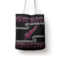 New Zealand Christmas Tote Bag Meri Kirihimete Silver Fern Knit Style Pink Color LT03 - Polynesian Pride