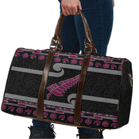 New Zealand Christmas Travel Bag Meri Kirihimete Silver Fern Knit Style Pink Color LT03 - Polynesian Pride