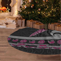 New Zealand Christmas Tree Skirt Meri Kirihimete Silver Fern Knit Style Pink Color LT03 - Polynesian Pride