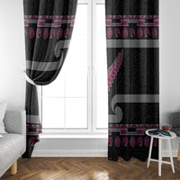 New Zealand Christmas Window Curtain Meri Kirihimete Silver Fern Knit Style Pink Color LT03 - Polynesian Pride