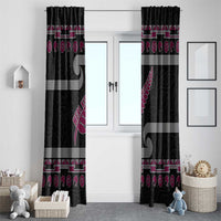 New Zealand Christmas Window Curtain Meri Kirihimete Silver Fern Knit Style Pink Color LT03 - Polynesian Pride