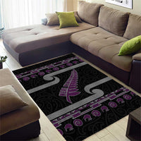 New Zealand Christmas Area Rug Meri Kirihimete Silver Fern Knit Style Purple Color LT03 - Polynesian Pride