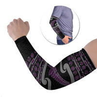 New Zealand Christmas Arm Sleeves Meri Kirihimete Silver Fern Knit Style Purple Color LT03 Set of 2 Purple - Polynesian Pride