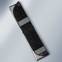 New Zealand Christmas Auto Sun Shade Meri Kirihimete Silver Fern Knit Style Purple Color LT03 - Polynesian Pride