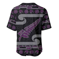 New Zealand Christmas Baseball Jersey Meri Kirihimete Silver Fern Knit Style Purple Color - Polynesian Pride