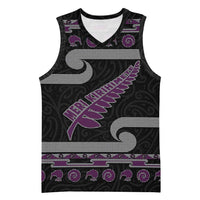 New Zealand Christmas Basketball Jersey Meri Kirihimete Silver Fern Knit Style Purple Color - Polynesian Pride