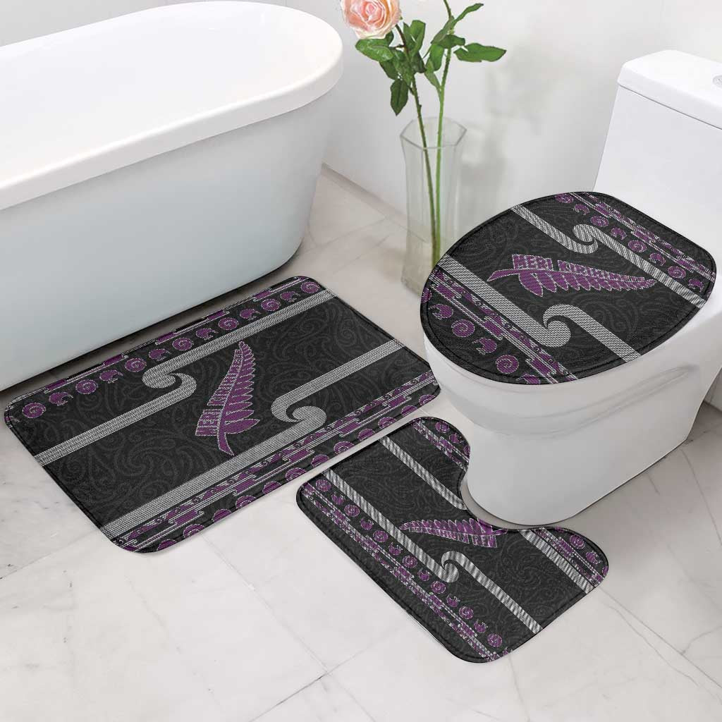 New Zealand Christmas Bathroom Set Meri Kirihimete Silver Fern Knit Style Purple Color LT03 - Polynesian Pride