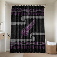 New Zealand Christmas Bathroom Set Meri Kirihimete Silver Fern Knit Style Purple Color LT03 Shower Curtain Only Purple - Polynesian Pride
