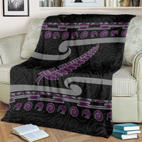 New Zealand Christmas Blanket Meri Kirihimete Silver Fern Knit Style Purple Color LT03 - Polynesian Pride