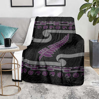 New Zealand Christmas Blanket Meri Kirihimete Silver Fern Knit Style Purple Color LT03 - Polynesian Pride