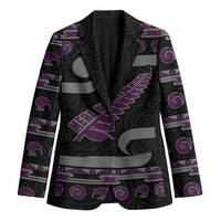 New Zealand Christmas Blazer Meri Kirihimete Silver Fern Knit Style Purple Color LT03 Unisex Purple - Polynesian Pride