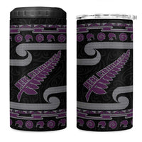 New Zealand Christmas 4 in 1 Can Cooler Tumbler Meri Kirihimete Silver Fern Knit Style Purple Color LT03 One Size: 16 oz Purple - Polynesian Pride