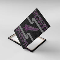 New Zealand Christmas Canvas Wall Art Meri Kirihimete Silver Fern Knit Style Purple Color LT03 With Frame Purple - Polynesian Pride
