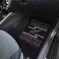 New Zealand Christmas Car Mats Meri Kirihimete Silver Fern Knit Style Purple Color LT03 - Polynesian Pride