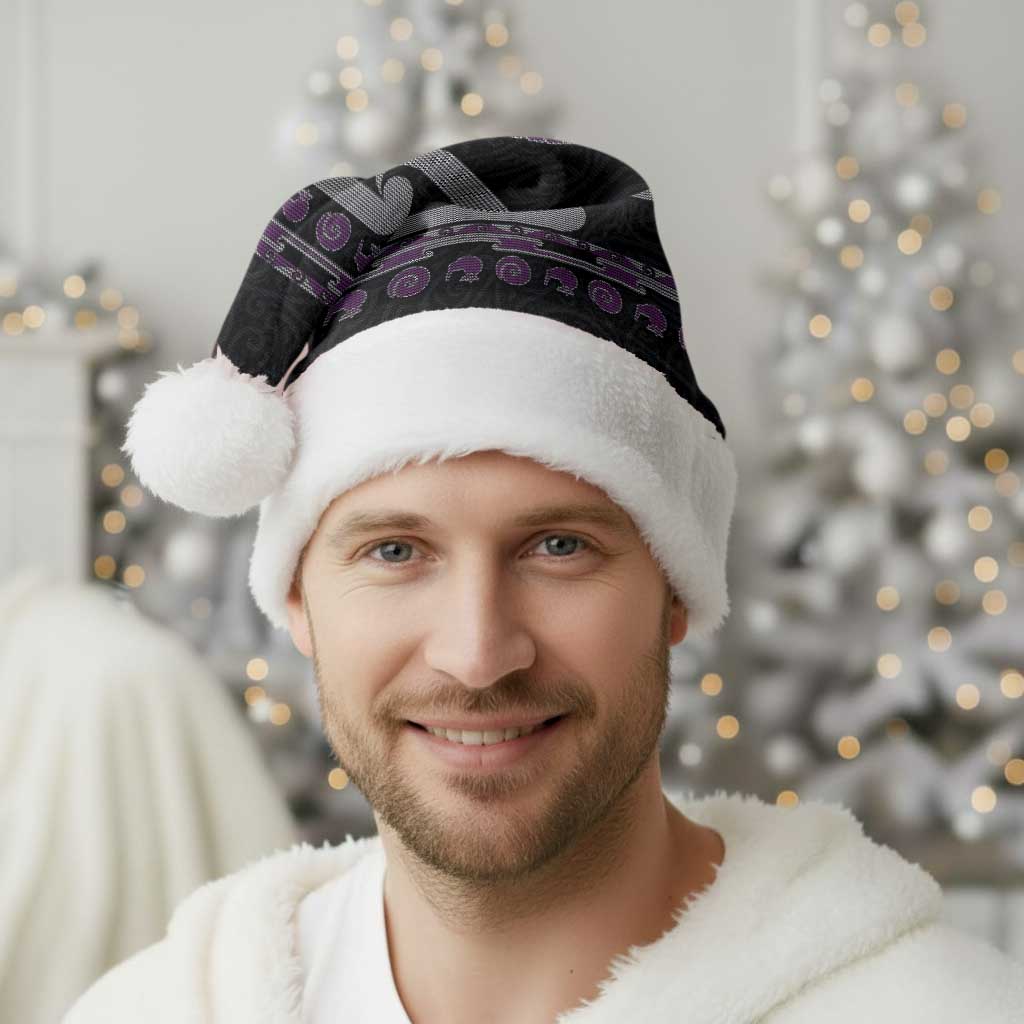 New Zealand Christmas Santa Hat Meri Kirihimete Silver Fern Knit Style Purple Color LT03 - Polynesian Pride