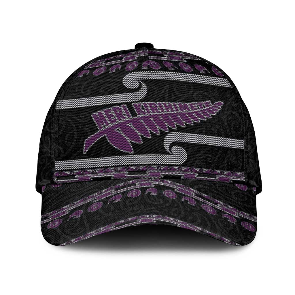 New Zealand Christmas Classic Cap Meri Kirihimete Silver Fern Knit Style Purple Color LT03 Universal Fit Purple - Polynesian Pride