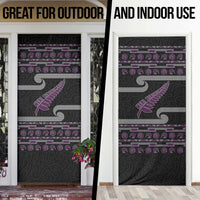 New Zealand Christmas Door Cover Meri Kirihimete Silver Fern Knit Style Purple Color LT03 - Polynesian Pride