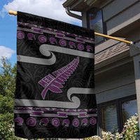 New Zealand Christmas Garden Flag Meri Kirihimete Silver Fern Knit Style Purple Color LT03 - Polynesian Pride