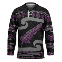 New Zealand Christmas Hockey Jersey Meri Kirihimete Silver Fern Knit Style Purple Color LT03 Unisex Purple - Polynesian Pride